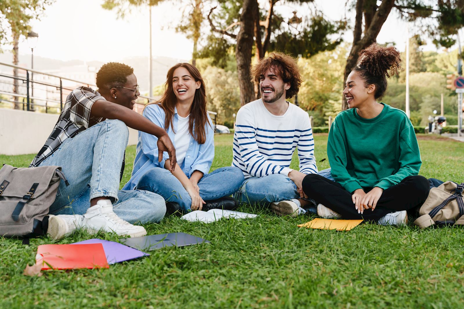 college students sitting ouside