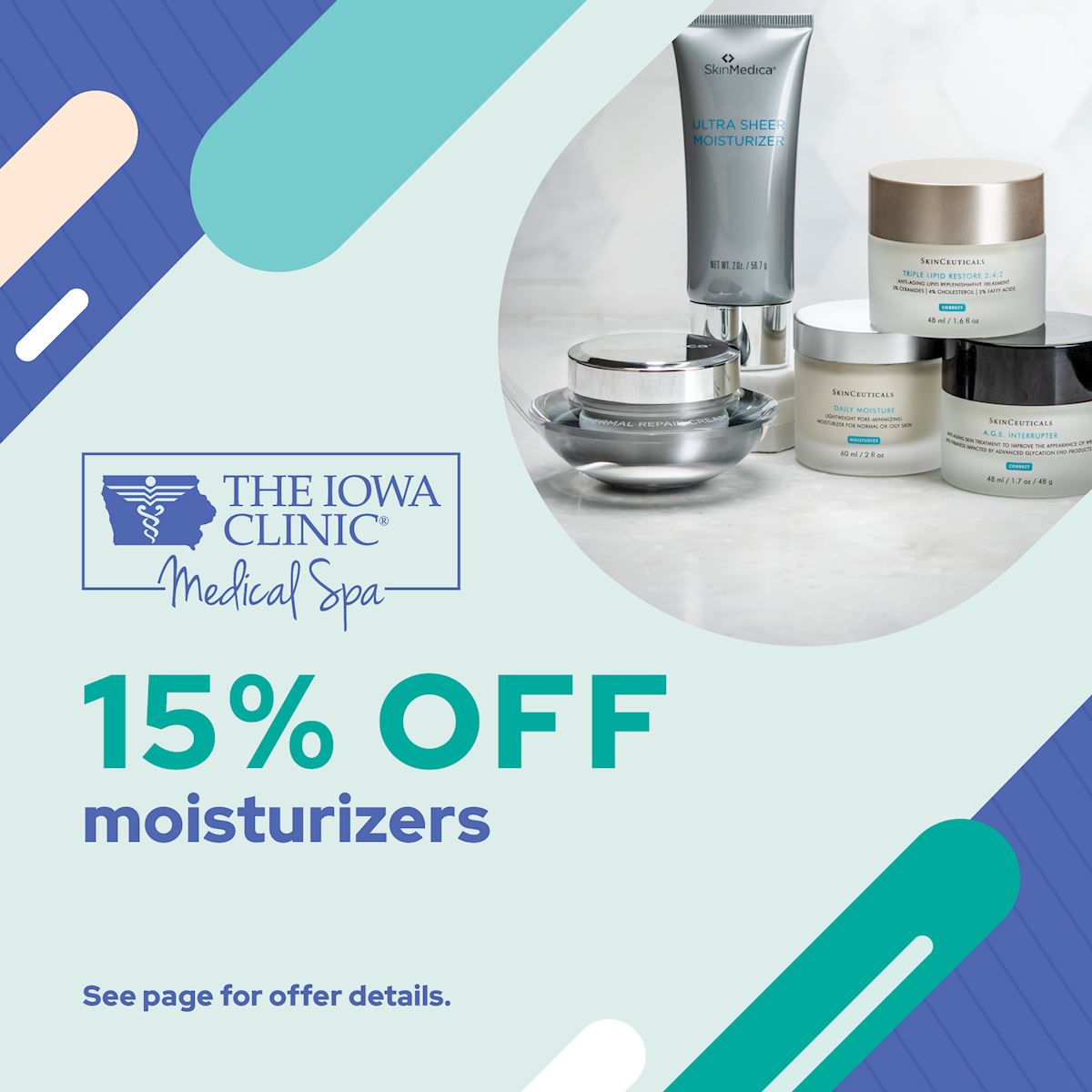 January MedSpa special 15% off moisturizers